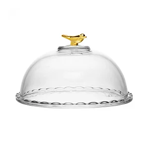 Queijeira Golden Bird 20cm com Tampa Cristal Ecológico - Wolff