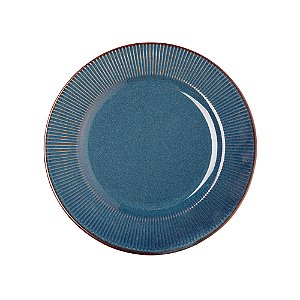 Prato Para Sobremesa de Cerâmica Linear Azul - Lyor