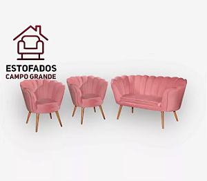 Kit Namoradeira + 2 Poltronas Decorativa - sued
