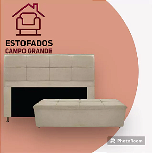 Cabeceira Casal Estofada 140Cm Suede Bege