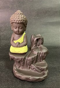 Incensário Cascata Buda Rocha AMARELO
