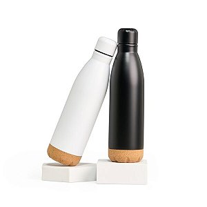Garrafa Térmica Inox 500ml com Detalhe em Cortiça Personalizada