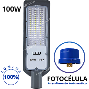 Luminária 100W Com Relé Fotocélula IP67 Base Redonda Led SMD Fator 100% uso geral