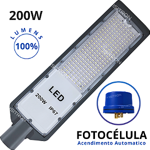 Luminária 200W Com Relé Fotocélula IP67 Base Redonda Led SMD Fator 100% uso geral