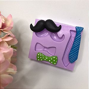 Molde de Silicone Bigode e Gravatas Biscuit e Confeitaria