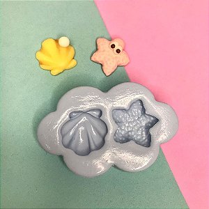 Molde de Silicone Concha e Estrela para Biscuit Resina Confeitaria MOL0016