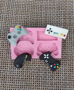 Molde de Silicone Controles de Video Game Biscuit Confeitaria MOL078