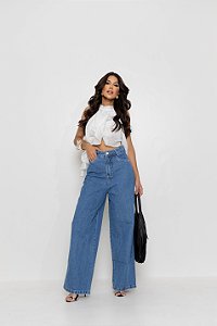 CALÇA WIDE LEG JEANS ESCURO