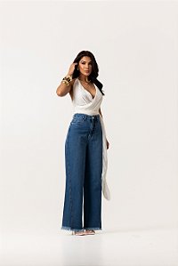 CALÇA WIDE LEG BARRA DESFIADA