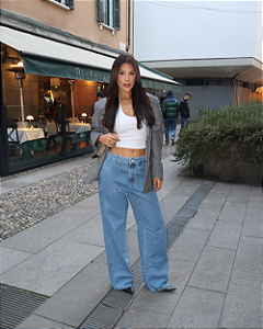 CALÇA WIDE LEG BOLSOS FRONTAIS