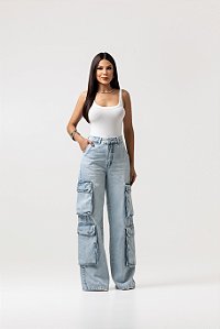 CALÇA CARGO DENIM WHITE