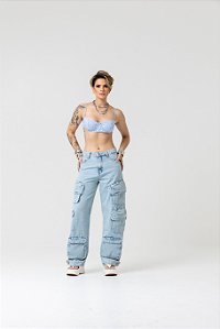 CALÇA CARGO CLEAN DENIM