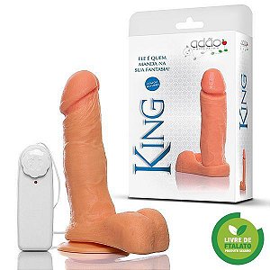 Prótese realística King 6 com escroto, ventosa e vibro 16,5x4,5cm