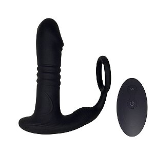 Massageador de próstata recarregável vai e vem com App controle remoto e anel peniano