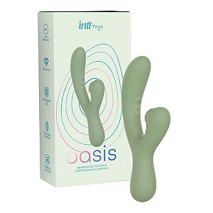 Oasis Vibrador Ponto G com Estimulador Clitoriano Verde - Recarregável