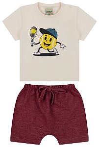 Conjunto Camiseta meia malha e bermuda de moletinho eco trevo