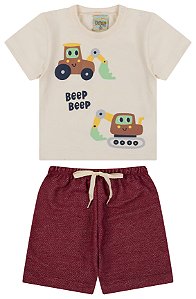 Conjunto Camiseta meia malha e bermuda de moletinho eco trevo