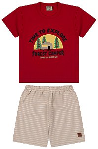 Conjunto camiseta meia malha e bermuda eco amarilis