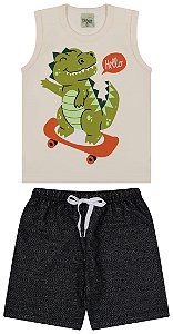 Conjunto regata meia malha e bermuda de cravina