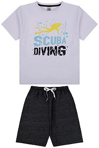 Conjunto camiseta meia malha e bermuda cravina trevo