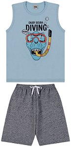 Conjunto regata meia malha e bermuda cravina canele