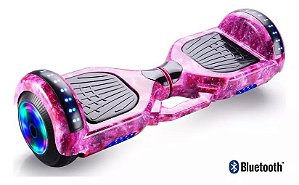 Skate Elétrico Hoverboard 6.5" UNIVERSO LILÁS Bluetooth e LEDs com Bolsa - Bateria Original - Smart Balance