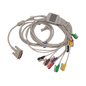 Cabo ECG 10 Vias Compatível Com Ecafix 12s - 15 Pinos