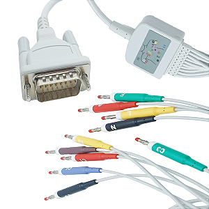 Cabo Ecg 10 Canais Cardiocare 2000 3000 Pino Banana