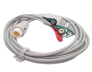 CABO ECG 5 VIAS CLIP BOTÃO COMPATÍVEL PHILIPS