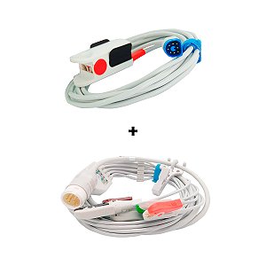 Kit Sensor Oximetria + Cabo Ecg 5 Vias Philips Efficia