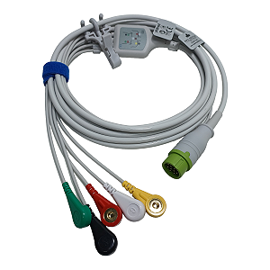 Cabo Ecg 5 Vias Lifemed M10, M12, M15 Clip Botão - 12 Pinos