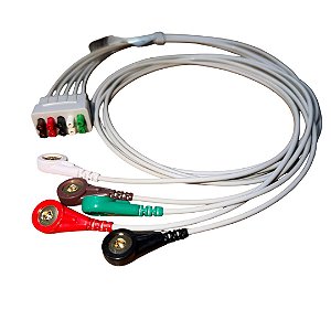 Cabo ECG Rabicho de 5 Vias Pino Botão