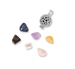 Pingente Chamador de Anjo P com 7 Pedras Naturais Prata 925