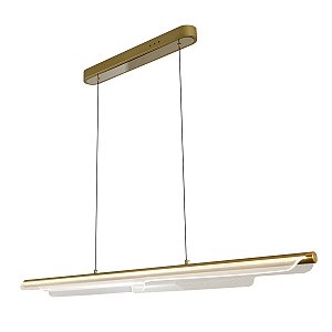 Pendente Moderno Led 48W 120cm  Dourado Bivolt 3 em 1 para Sala