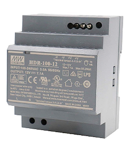 HDR-100-12 Fonte Chaveada Industrial p/ Trilho DIN 12V 7,1A