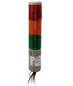 LTA5053-90260 Torre Luminosa LED 3 cores 90-260VAC Contínua ou Intermitente c/ Alarme Sonoro