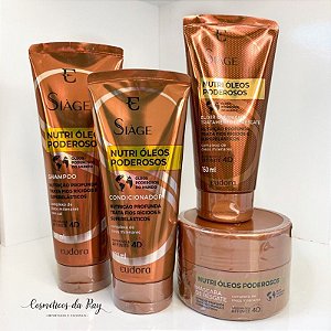 Kit Siàge Nutri Óleos Poderosos Eudora 4 Itens ( Shampoo + Condicionador + Máscara + Elixir Overnight)