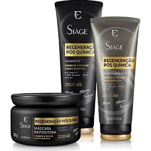 Kit Siàge Eudora Regeneração Pós Química Shampoo + Condicionador + Máscara Tratamento Capilar Eudora