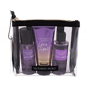 Kit Victoria's Secret Love Spell 4 Itens: Body Splash 75ml + Hidratante 75ml + Gel de Banho 75ml + Necessaire