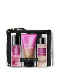 Kit Victoria's Secret Pure Seduction 4 Itens: Body splash 75ml + Hidratante 75ml + Gel de Banho 75ml + Necessaire