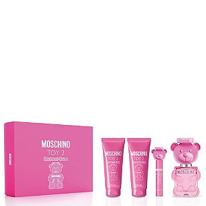 Kit Moschino Toy 2 Bubble Gum: Perfume 100ml+ Body Lotion 100ml+ Gel de Banho 100ml+ Perfume de Bolsa 10ml