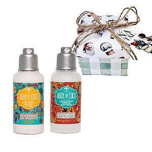 Kit Água de Coco L'occitane: Hidratante Corporal 50ml + Sabonete Liquido 50ml + Caixa Presenteável