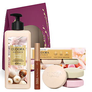 Kit Doces Finos: Sabonete em Barra Vegetal 3x50g + Creme Hidratante Avelã 400ml + Gloss Avelã 5,2ml