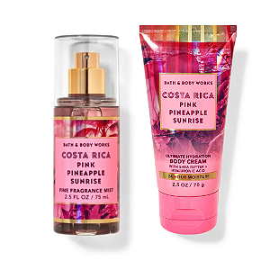 Kit Travel Size Pink Pineapple Sunrise Bath & Body Works: Body Splash 75ml + Body Cream 70g