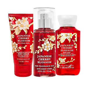 Kit Travel Size Japanese Cherry Blossom Bath & Body Works: Body Splash 75ml + Body Cream 70g + Body Wash 88ml
