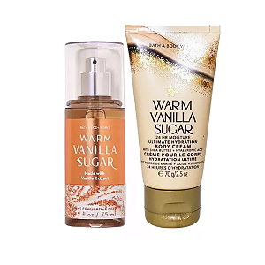 Kit Travel Size Warm Vanilla Sugar Bath & Body Works: Body Splash 75ml + Body Cream 70g