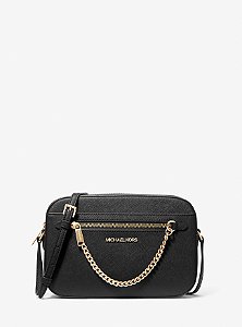 Bolsa Transversal Jet Set De Couro Preta c/ Corrente Michael Kors Original