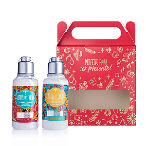 Kit Água de Coco L'occitane: Hidratante Corporal 50ml + Sabonete Liquido 50ml + Caixa Presenteável