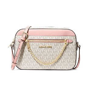 Bolsa Transversal Jet Set De Couro Vanilla Rosa Michael Kors Original