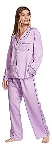 Pijama Longo Cetim Lilas Victoria’s Secret Tamanho: M